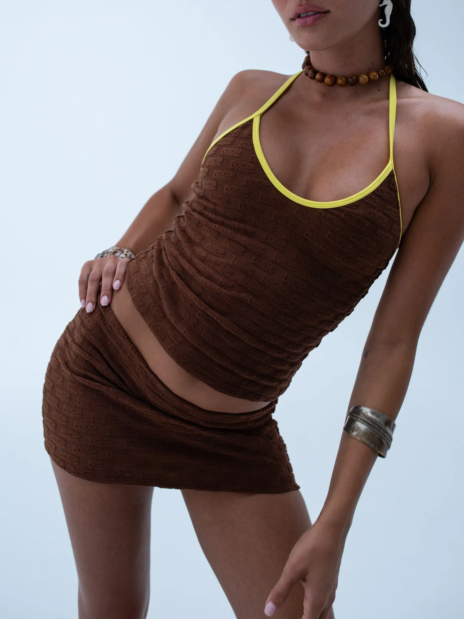 margo halter tank top / brown logo terry - Image 5