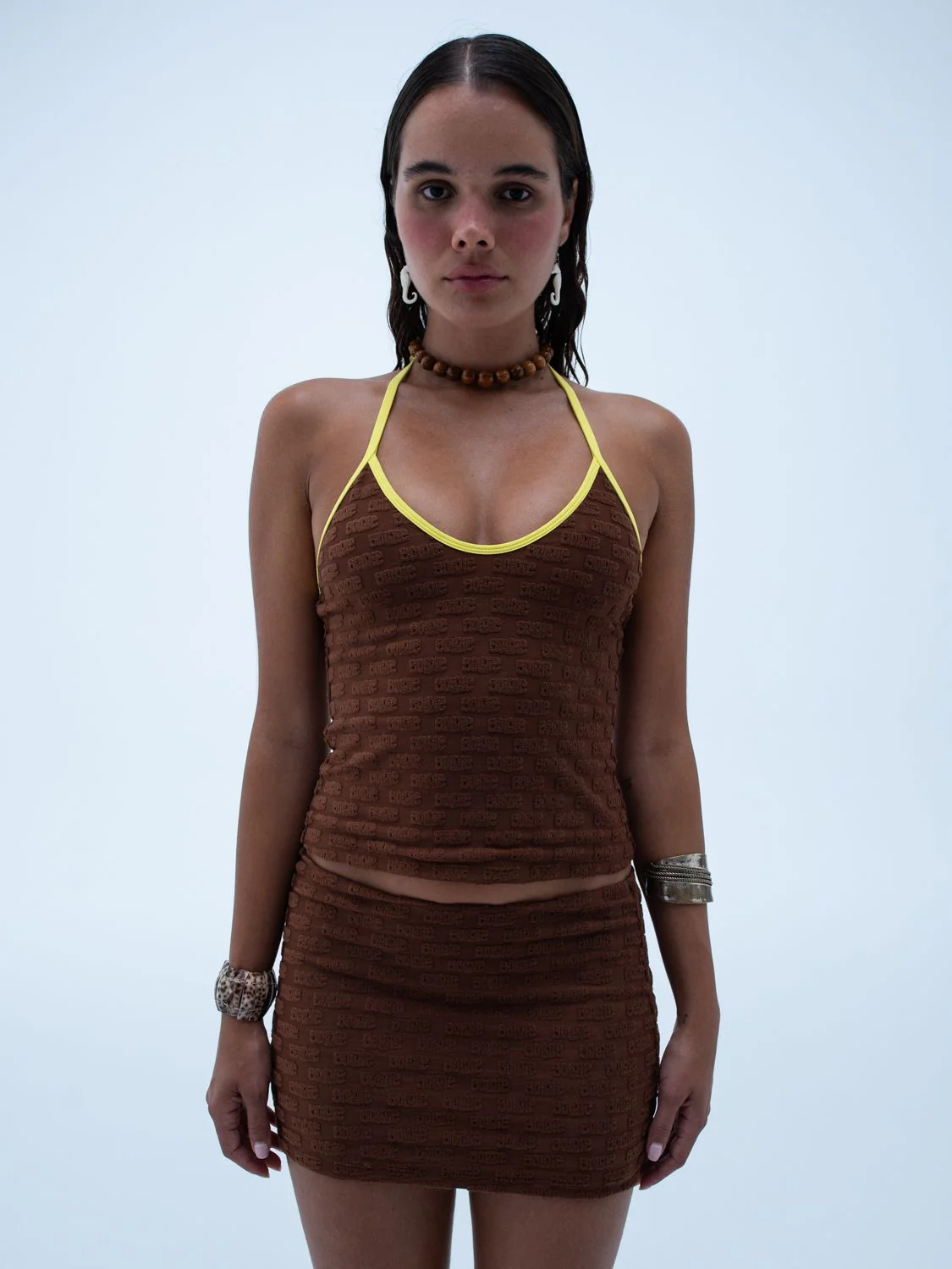 margo halter tank top / brown logo terry - Image 7
