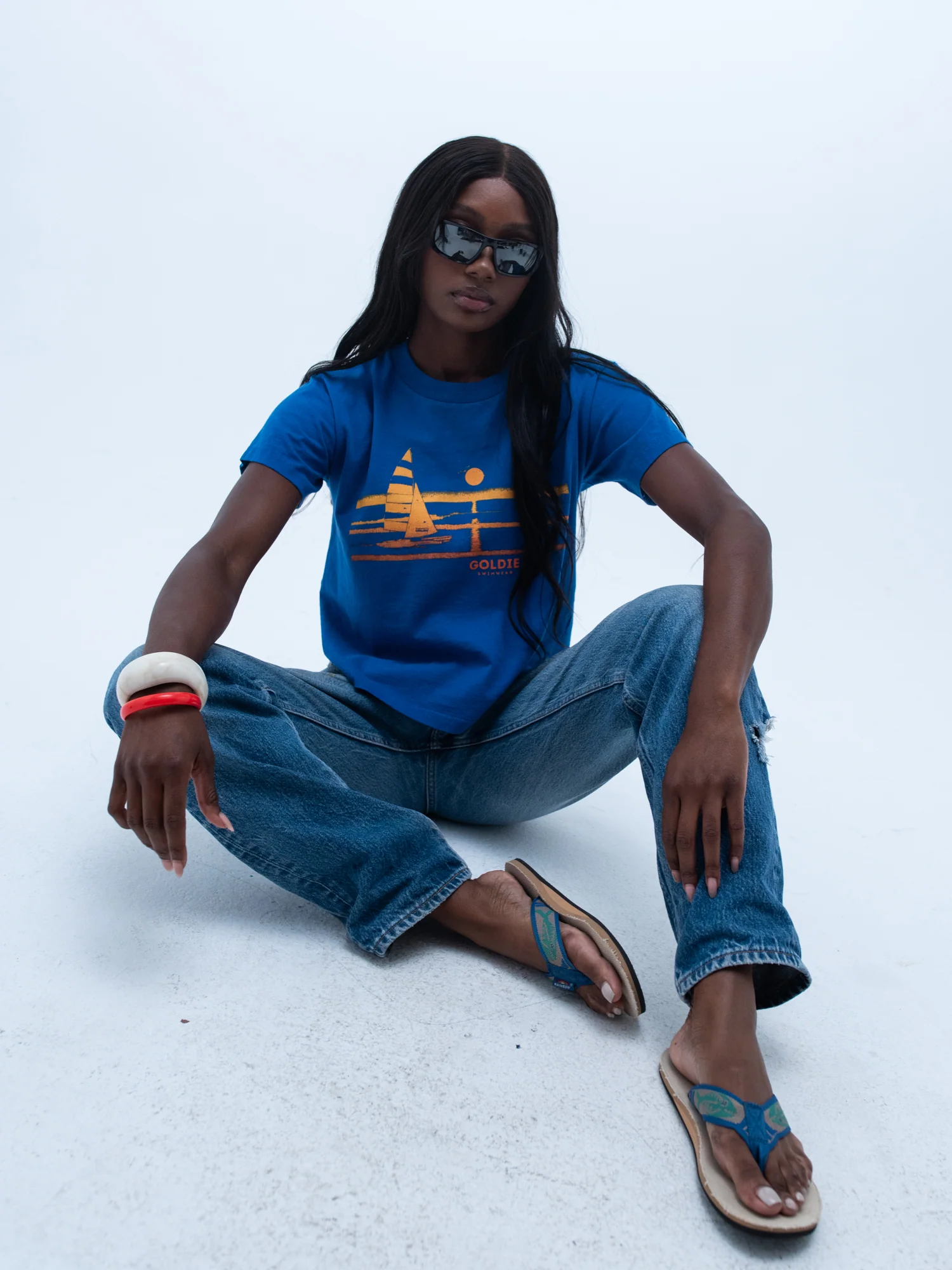 tourist tee / goldie sunset / blue - Image 3