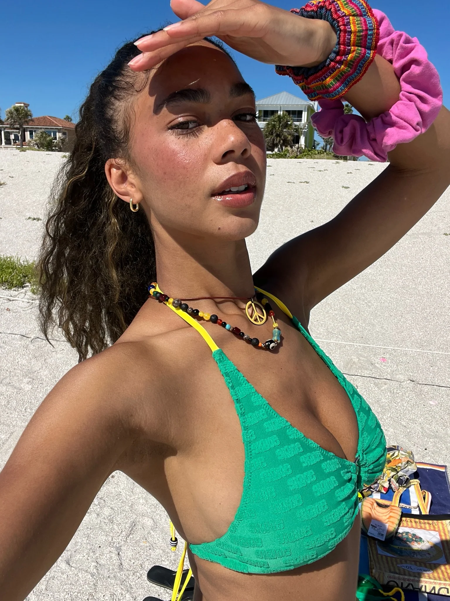 zoey halter top / green logo terry - Image 7